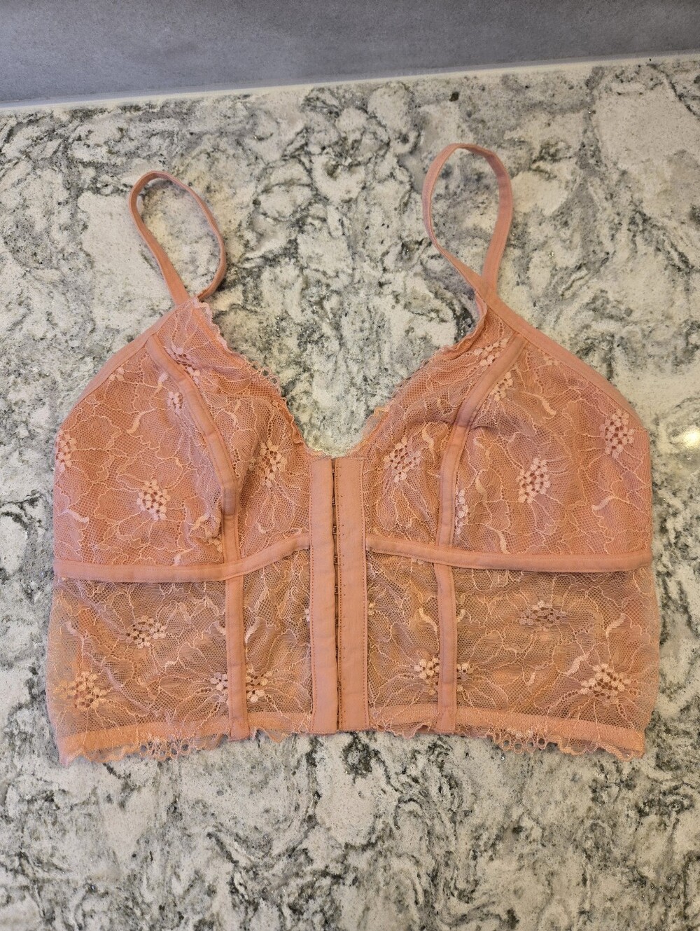 Colsie Peach Lace Longline Bralette